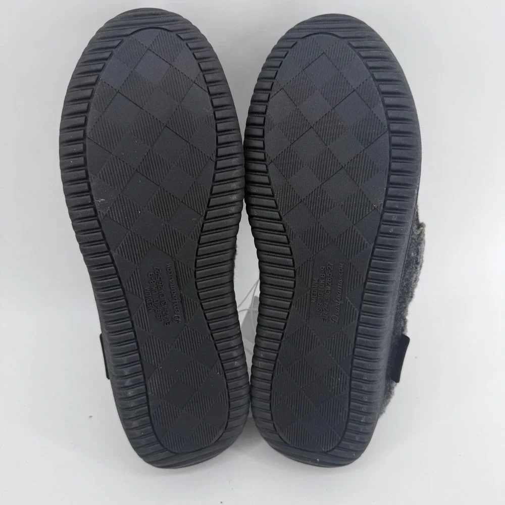 Dearfoams Mens Total Comfort Memory Foam Slippers Black Sherpa Lined Medium 9-10